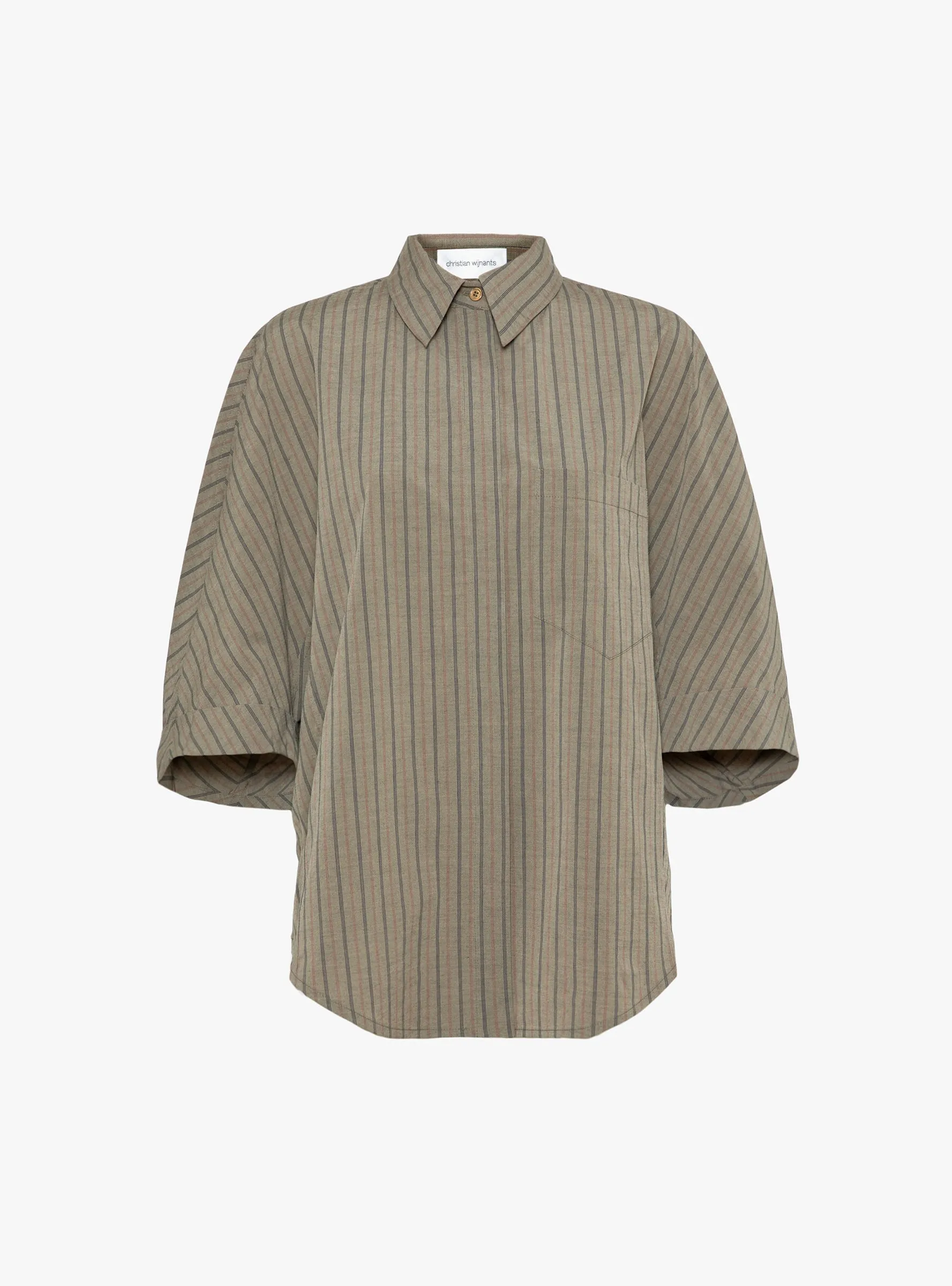 Tialle Cropped Shirt Olive Marine Stripe sold by Garbstore