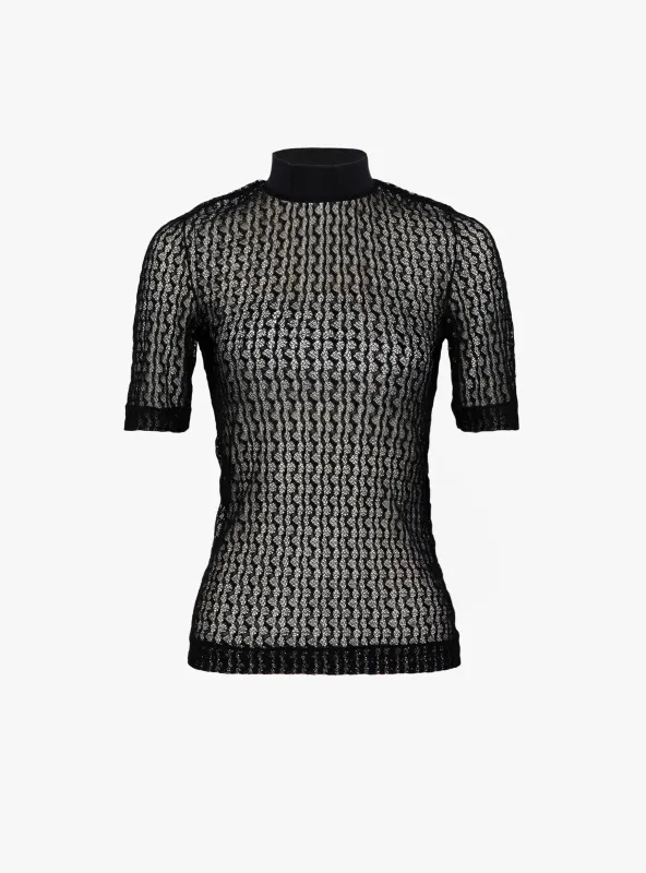 Stretch Lace Short Sleeve Top Black sold by Garbstore