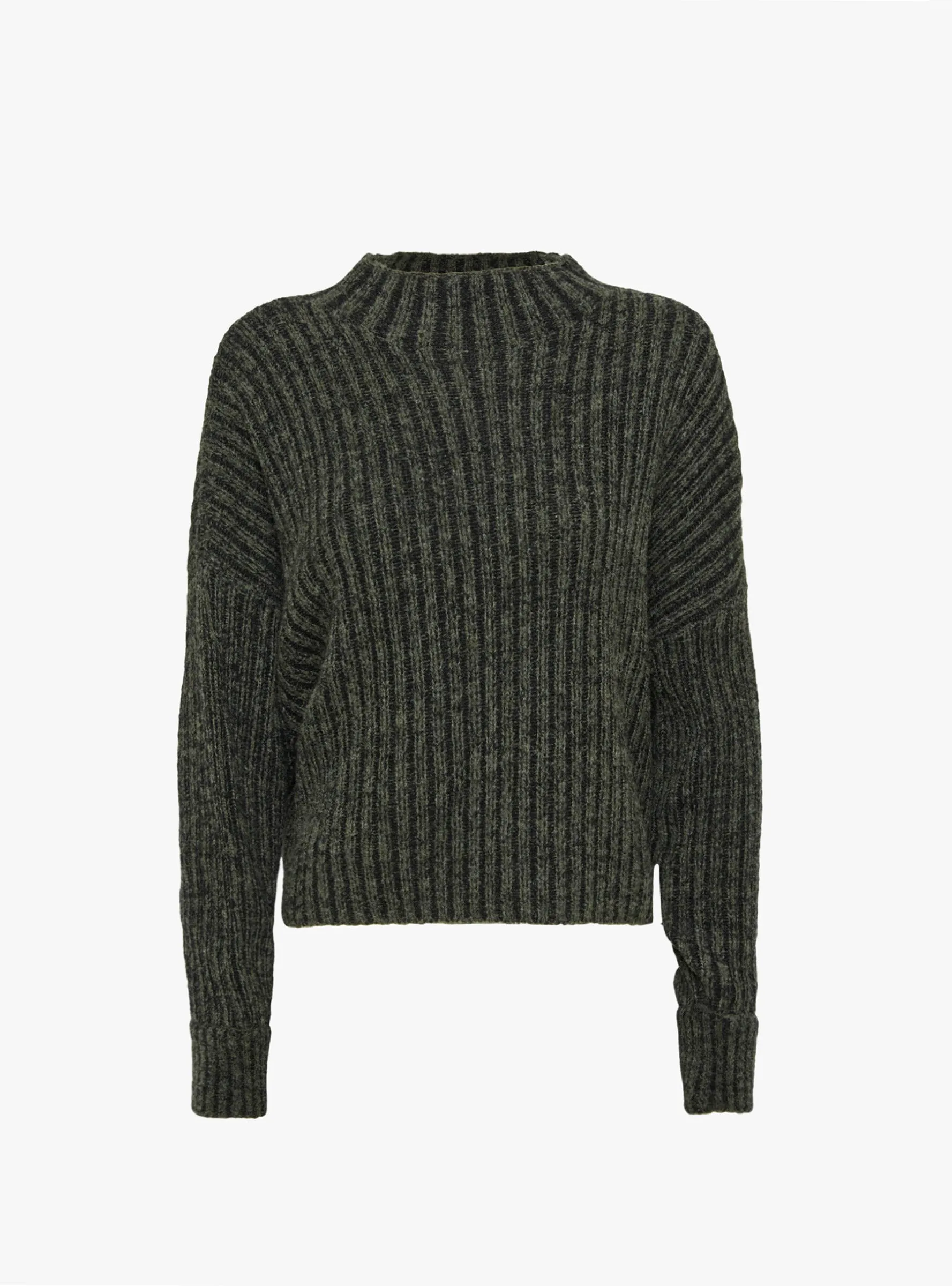 Striped Ribbed Mockneck Jumper Grey Black sold by Garbstore