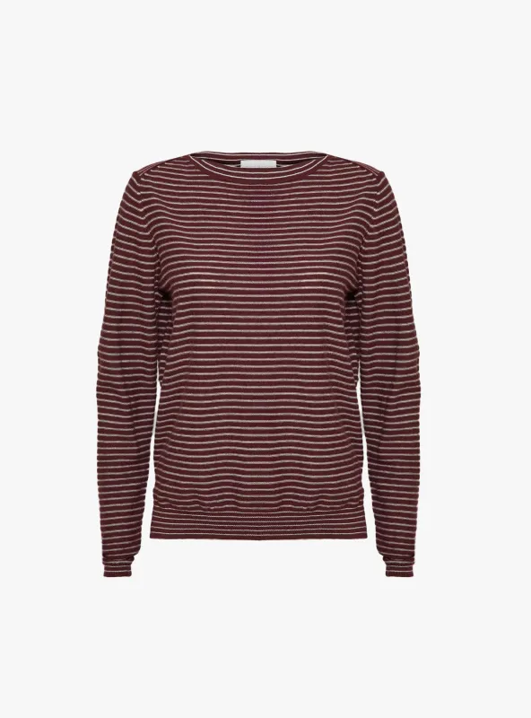 Gop Knit Jumper Burgundy Stripe made by Bellerose