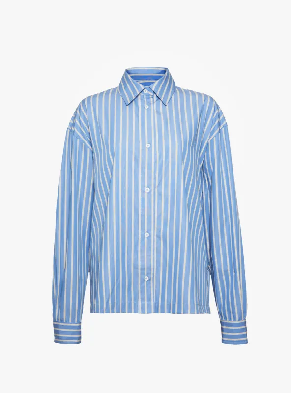 Japanese Striped Dennis Shirt Blue and Dandelion made by Garbstore