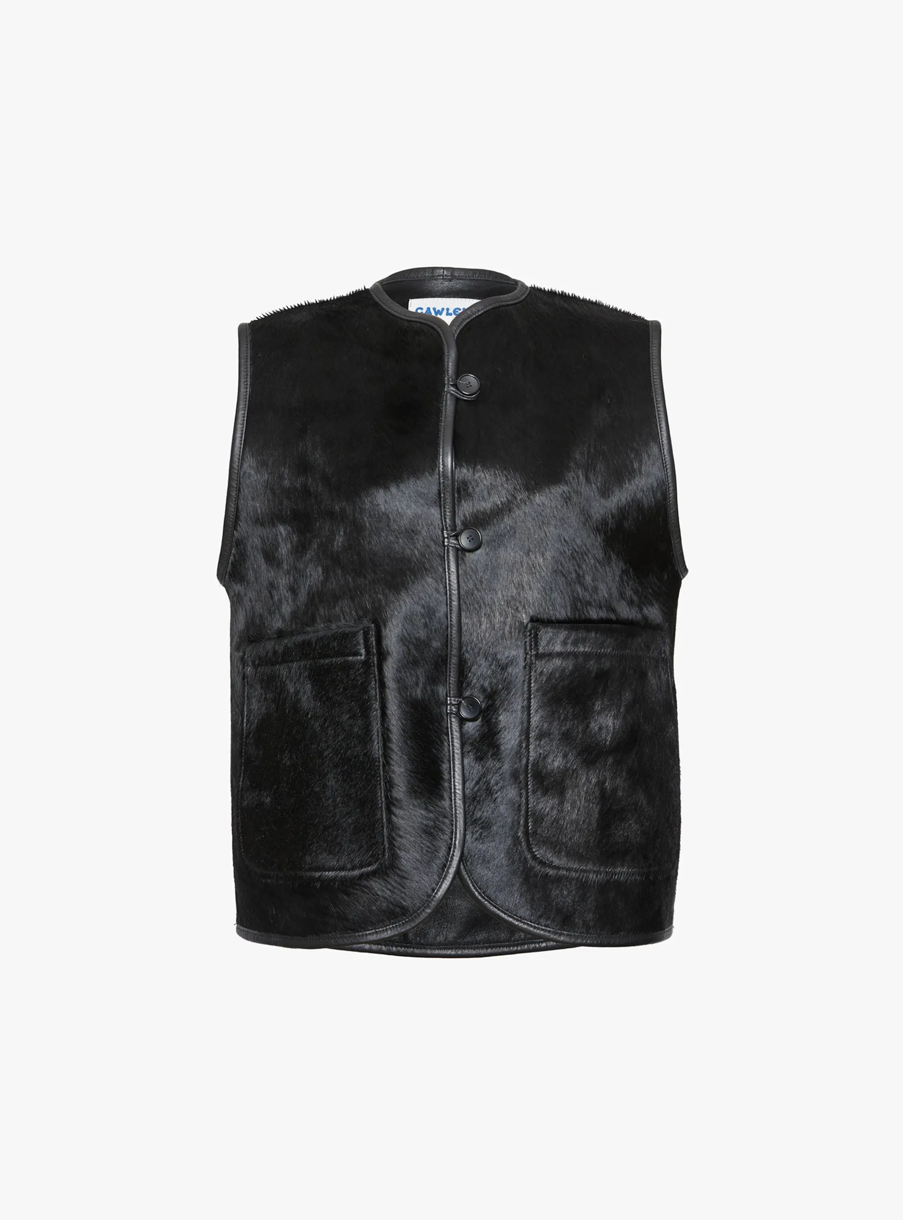 Hair On Leather Hide Vest Black sold by Garbstore