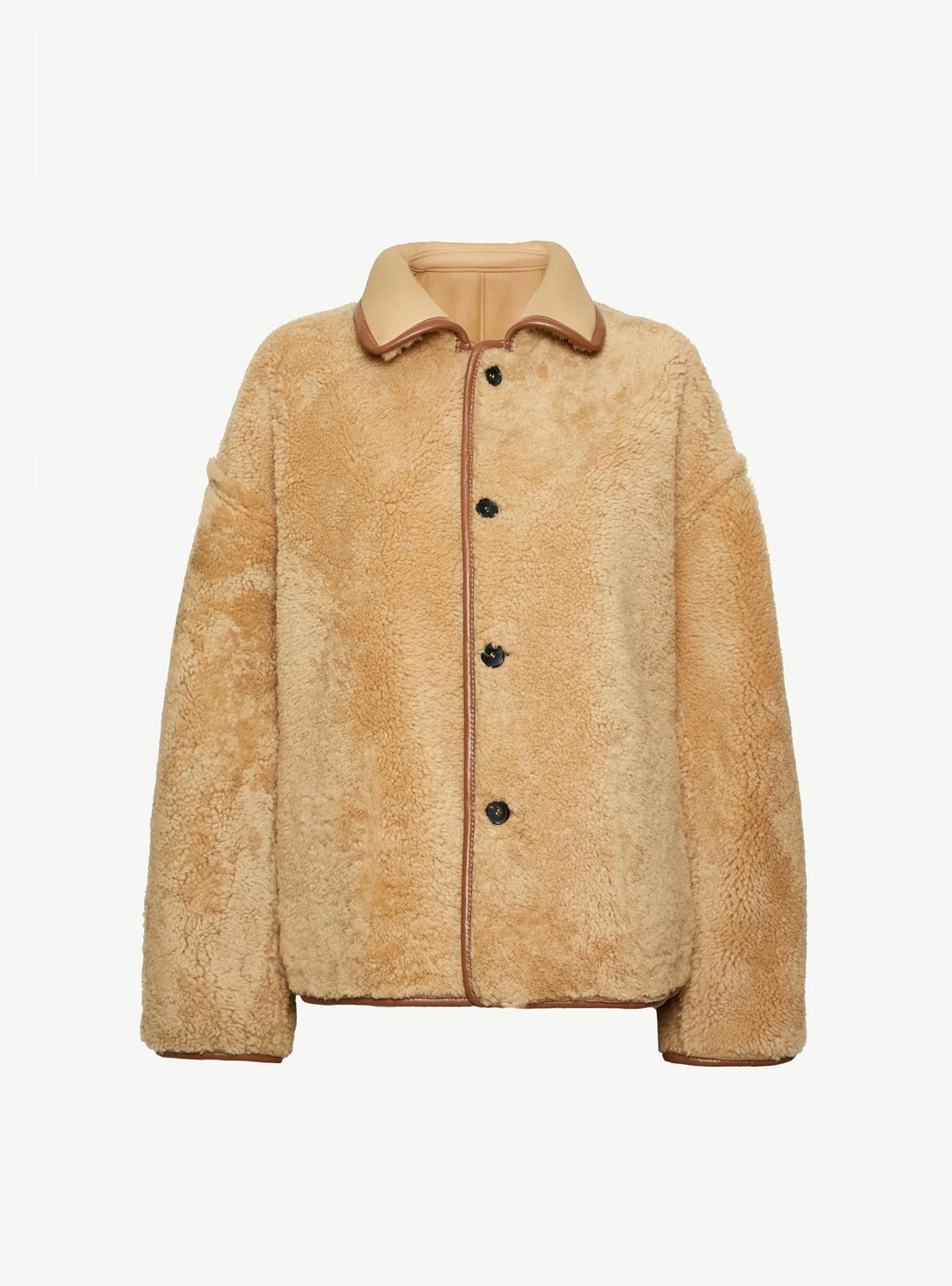 Curly Leather Back Avis Jacket Tan sold by Garbstore product image thumbnail 2