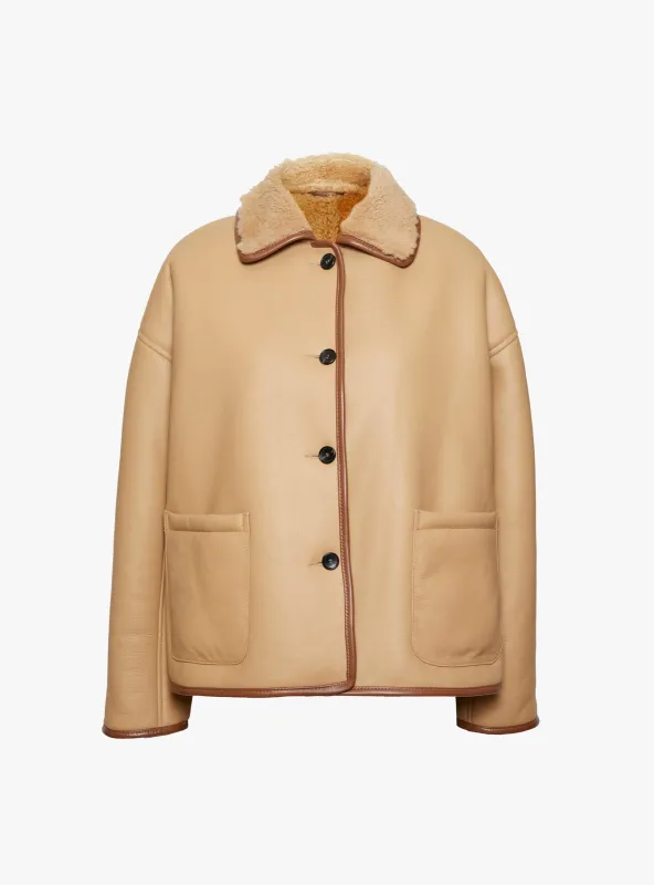 Curly Leather Back Avis Jacket Tan sold by Garbstore