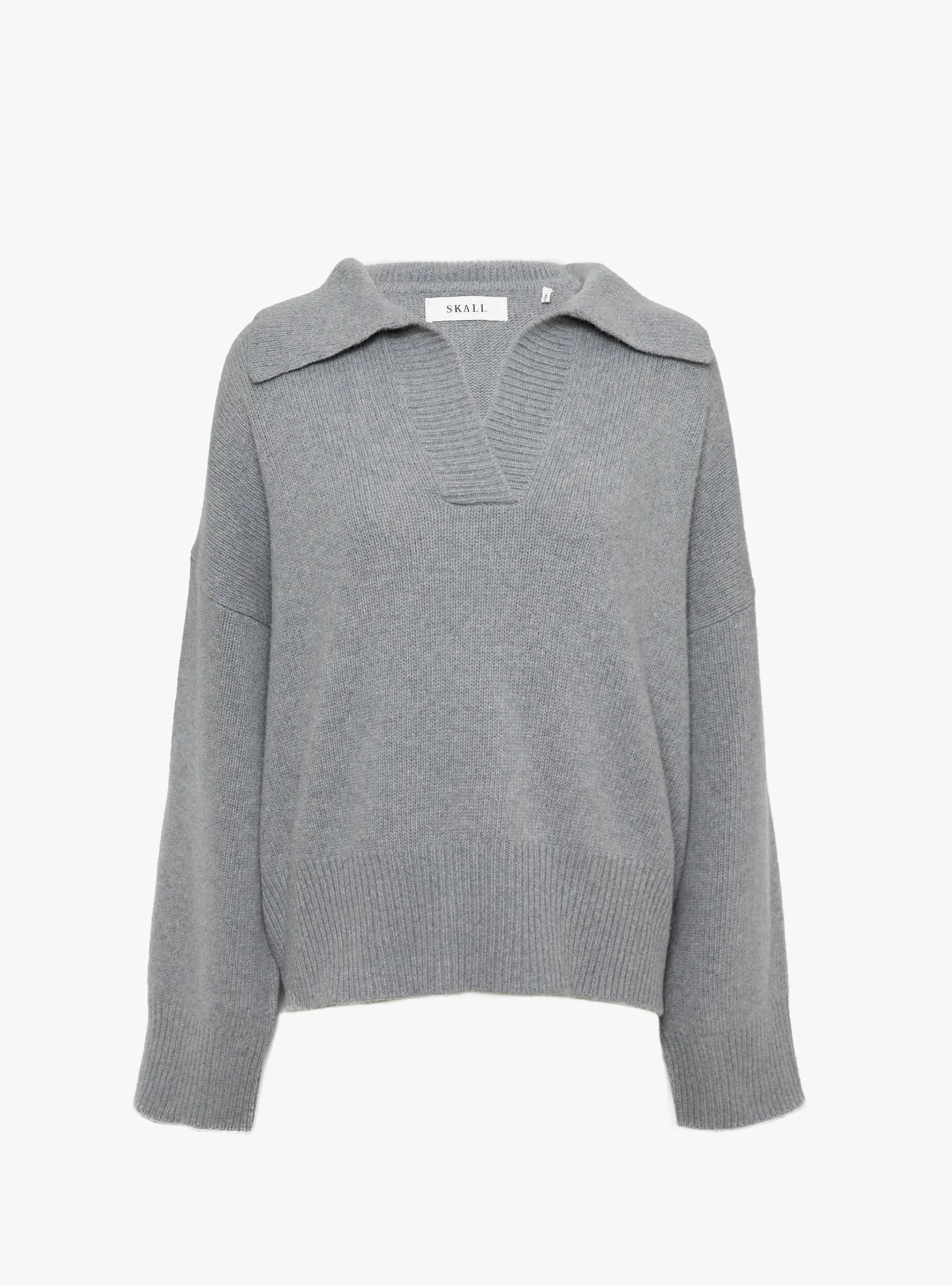 Dean V Neck Jumper Grey Melange sold by Garbstore