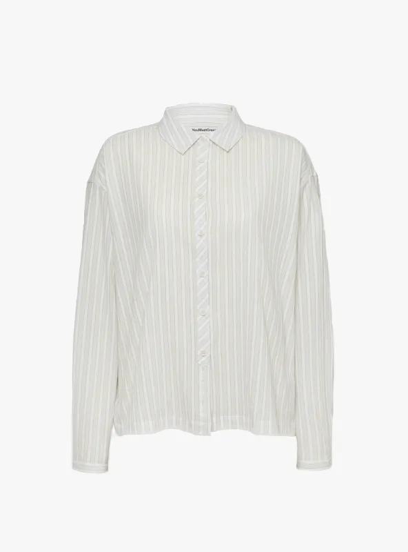 Marianne Long Sleeve Shirt Natural Stripe sold by Garbstore