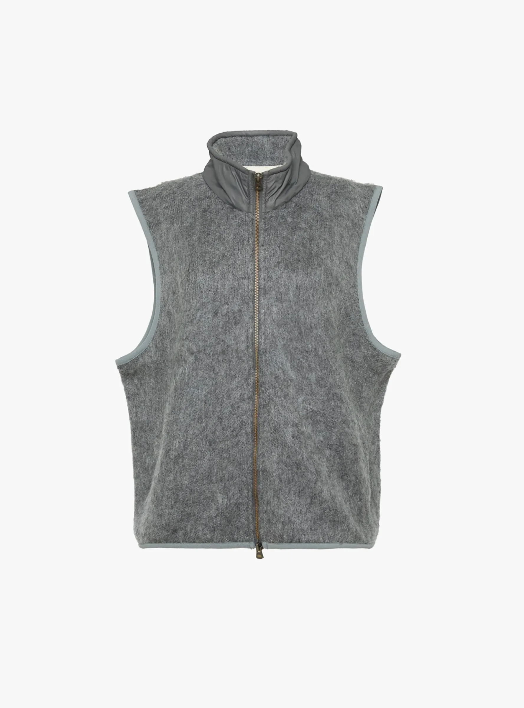 Zip-Up Mohair Vest Heather Grey sold by Garbstore