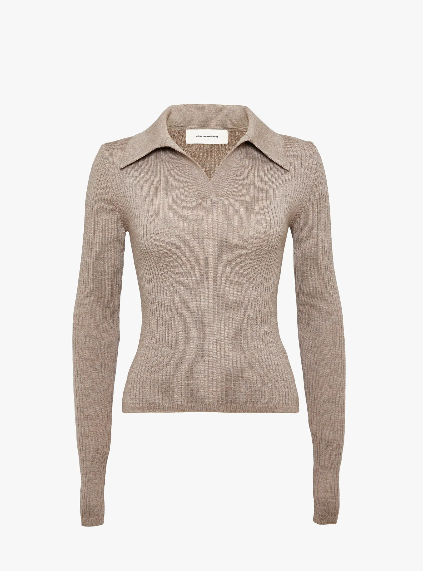 Open Placket Knit Polo Oatmeal sold by Garbstore