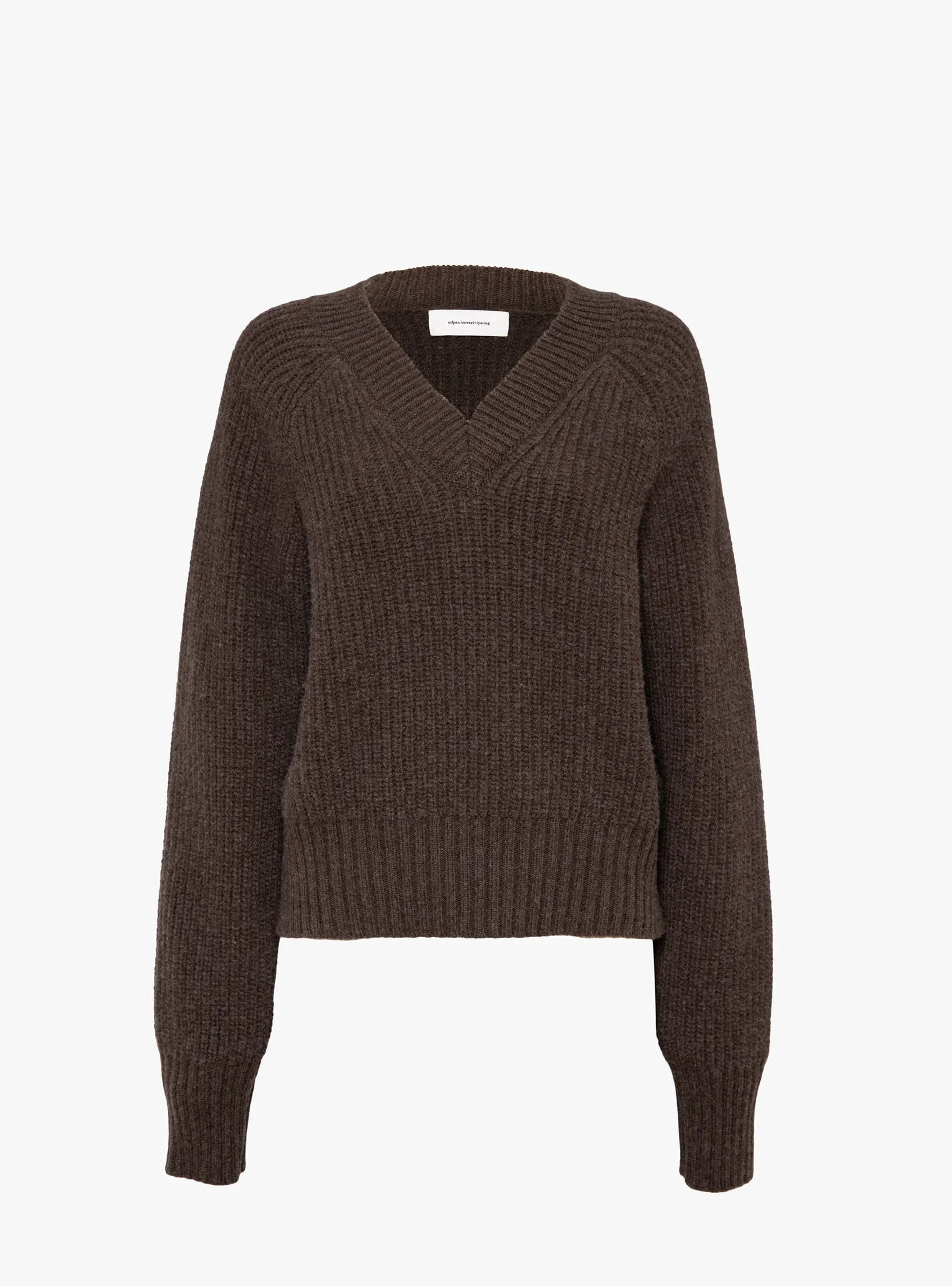 Plaza V-Neck Jumper Dark Brown sold by Garbstore