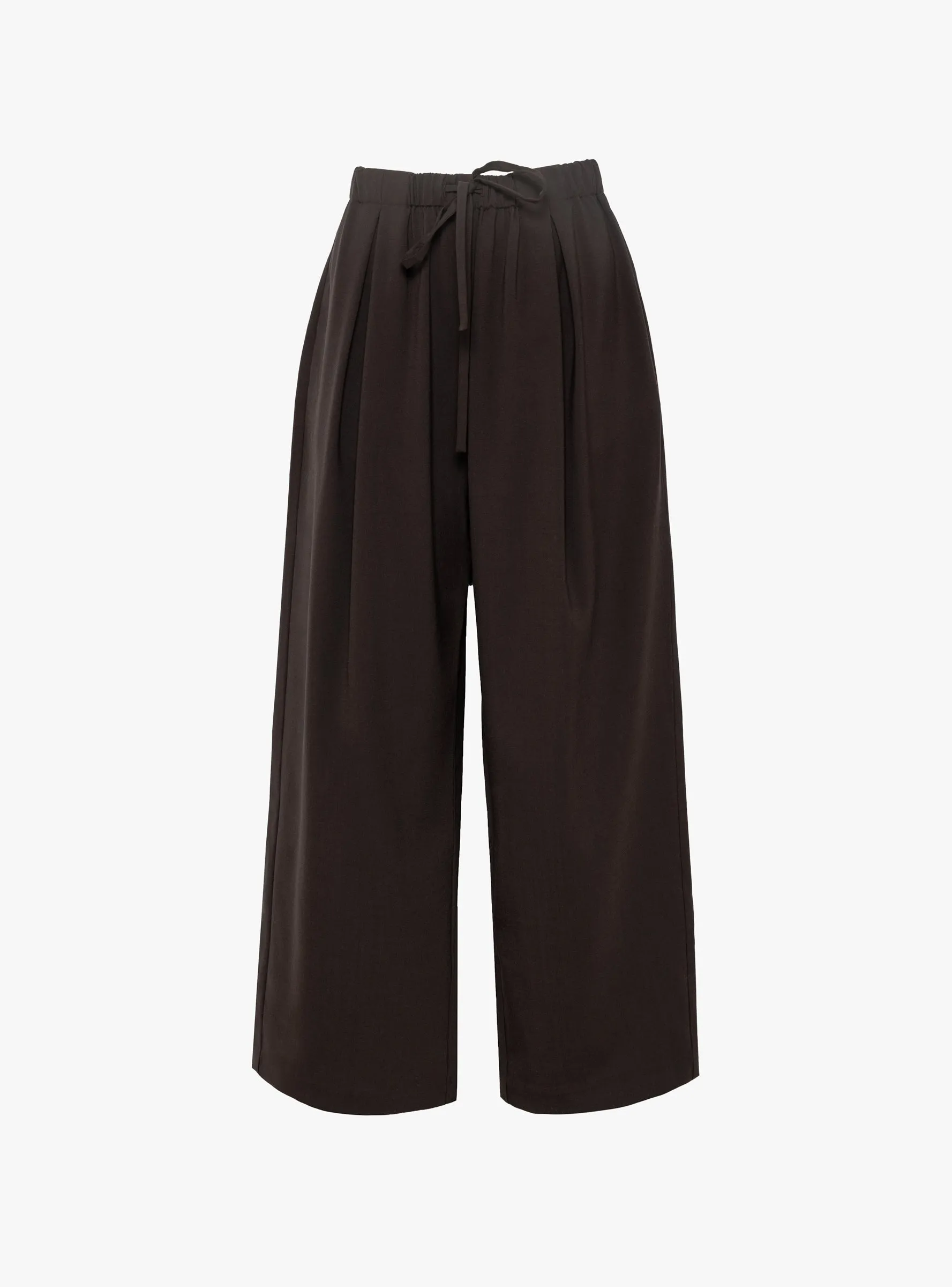 Pleated Relaxed Pants Dark Brown sold by Garbstore