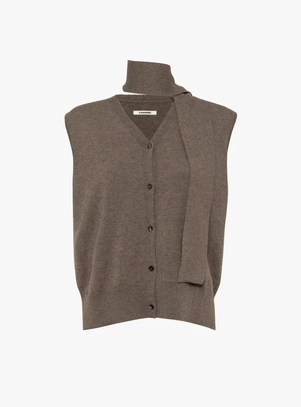 Merino Wool Lace Waistcoat Taupe sold by Garbstore