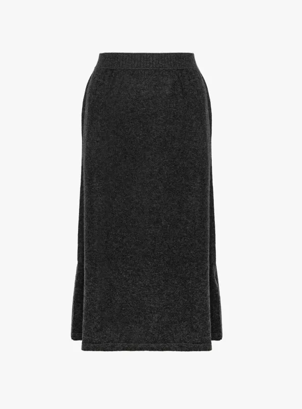 Flat Stitch Semi Circle Knit Skirt Melange Black made by Garbstore