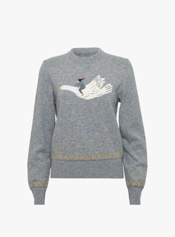 12G Wool Crew Neck Fly Goose Sweater Grey sold by Garbstore