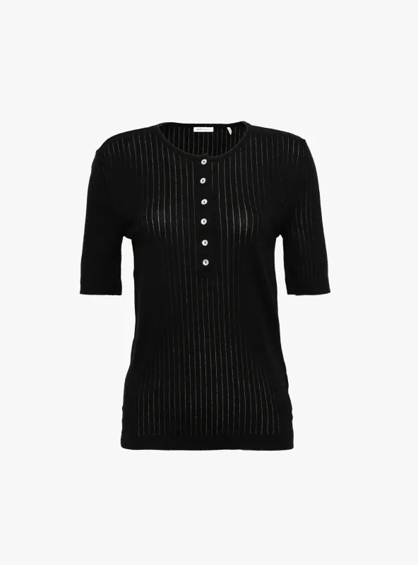 Liv Henley Tee Black made by Skall Studio