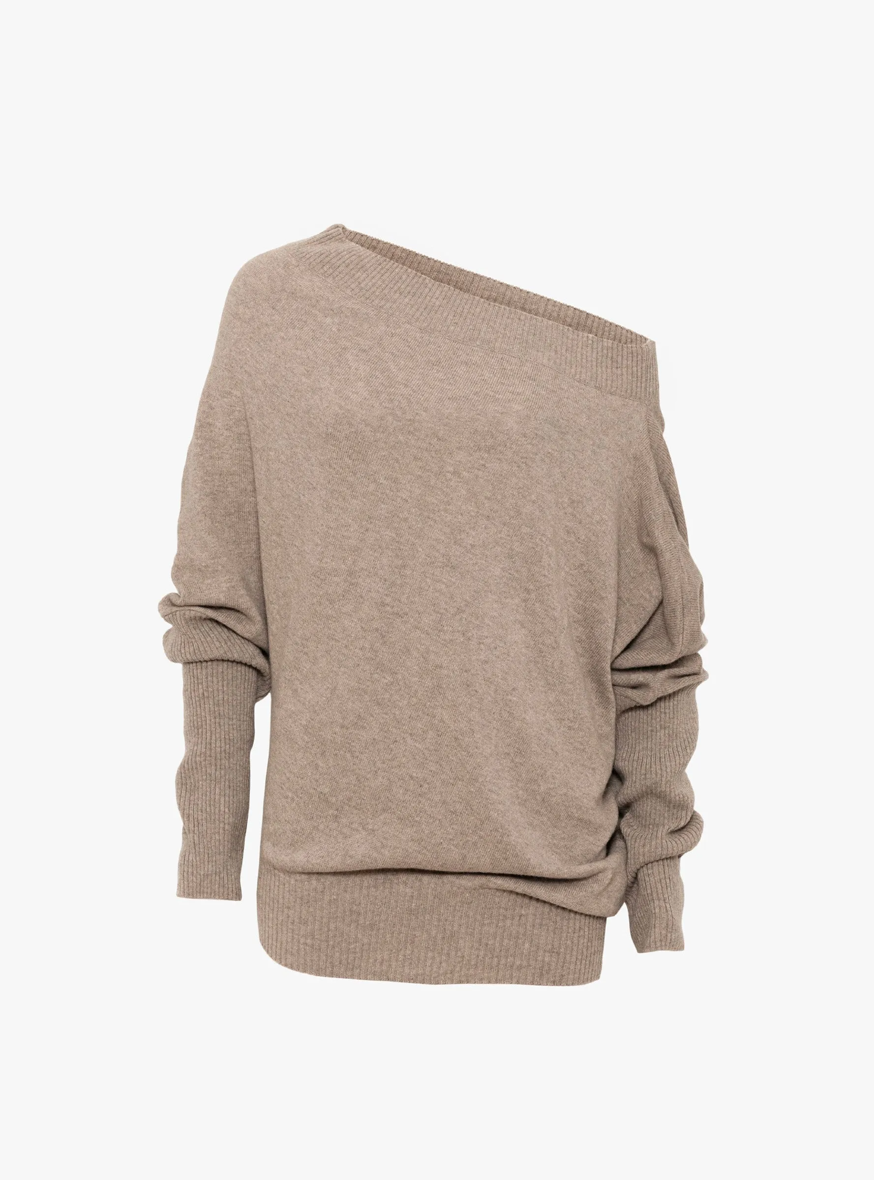 Merino Wool Off-Shoulder Sweater Taupe sold by Garbstore