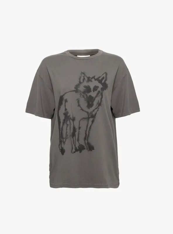 Wolf T-Shirt Grey Natural Dye sold by Garbstore