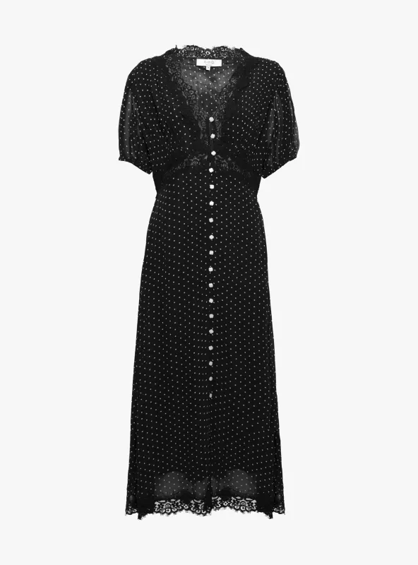 Melody Puff Sleeve Dress Black Polka Dot sold by Garbstore