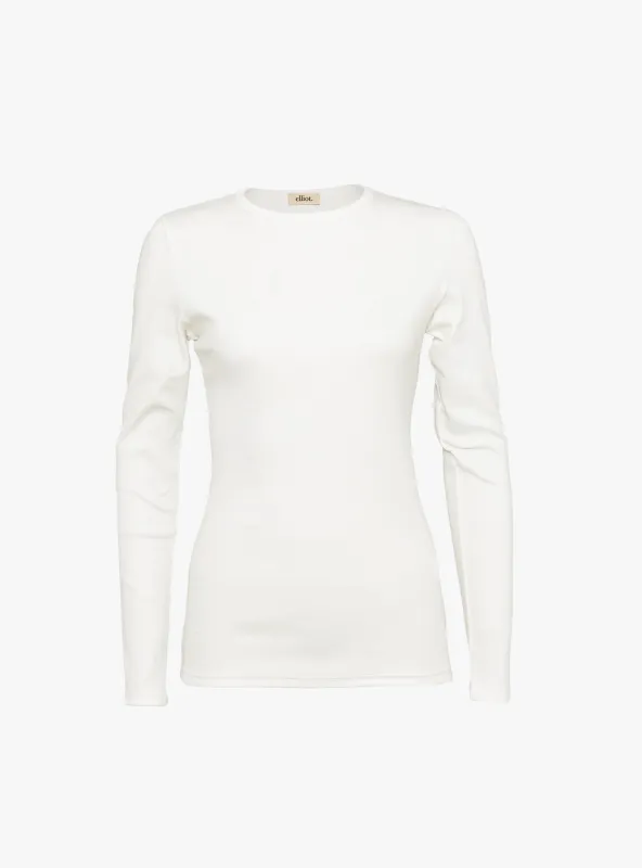 Agnes Long Sleeve Ribbed T-Shirt White made by Garbstore