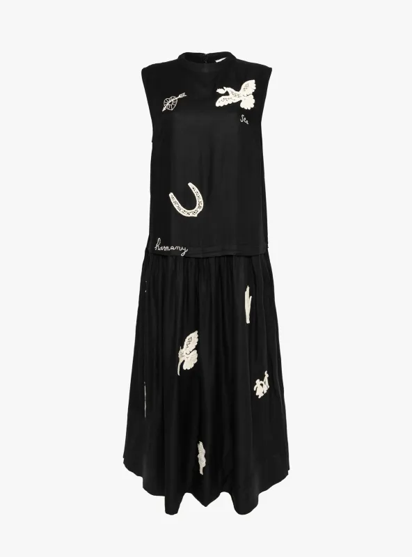 Ellison Solid Tank Midi Dress Black made by Sea