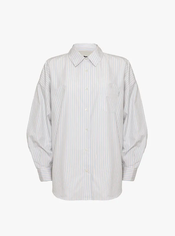 Georgia Shirt White, Blue and Pink Stripe made by Bellerose