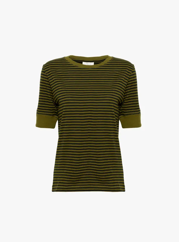 Cias T-Shirt Khaki and Navy Stripe made by Bellerose