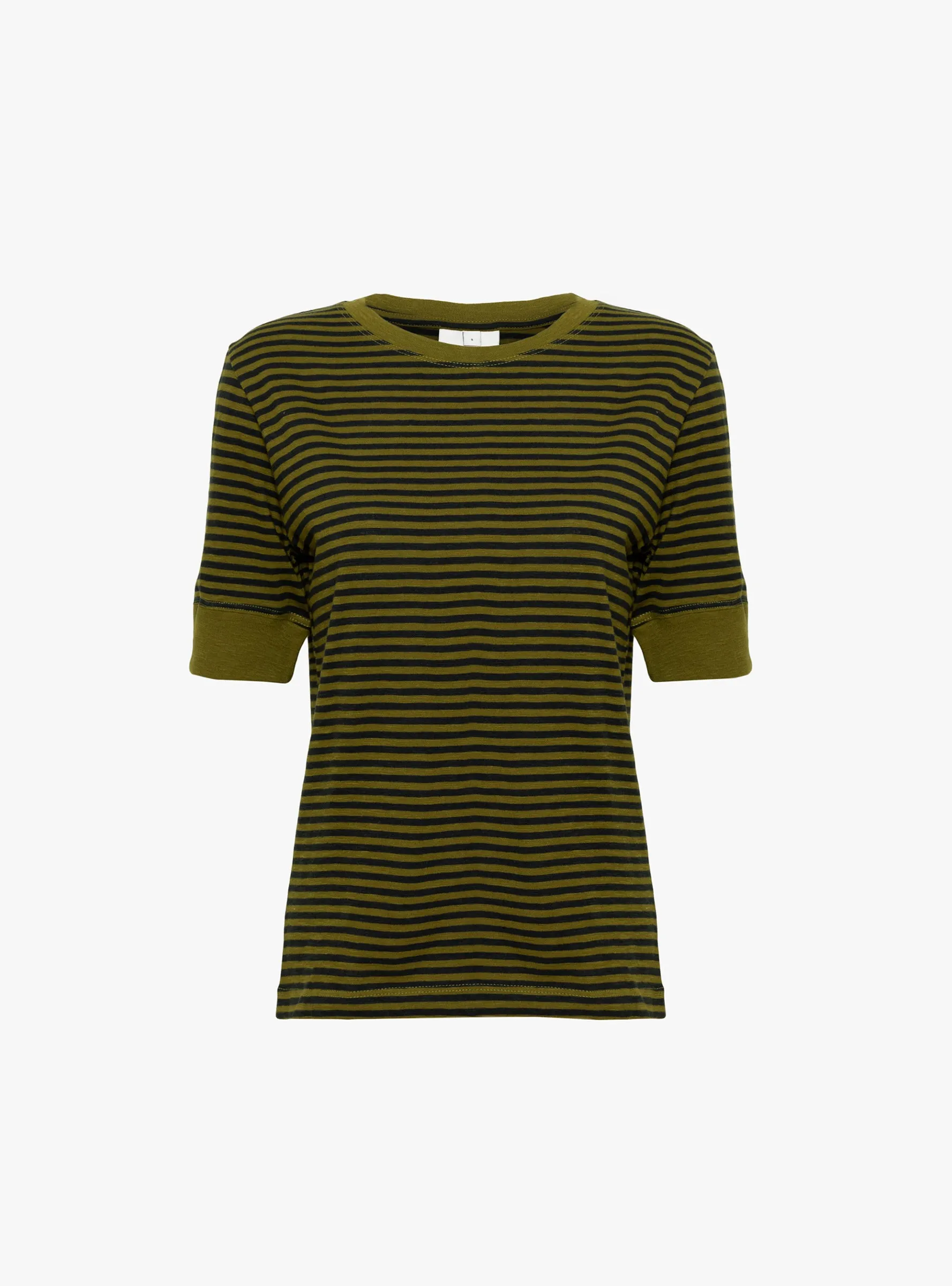 Cias T-Shirt Khaki and Navy Stripe sold by Garbstore