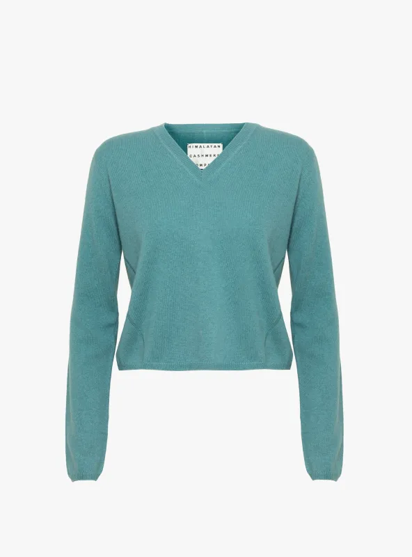 Fitted Crop V-Neck Jumper Myrtle sold by Garbstore