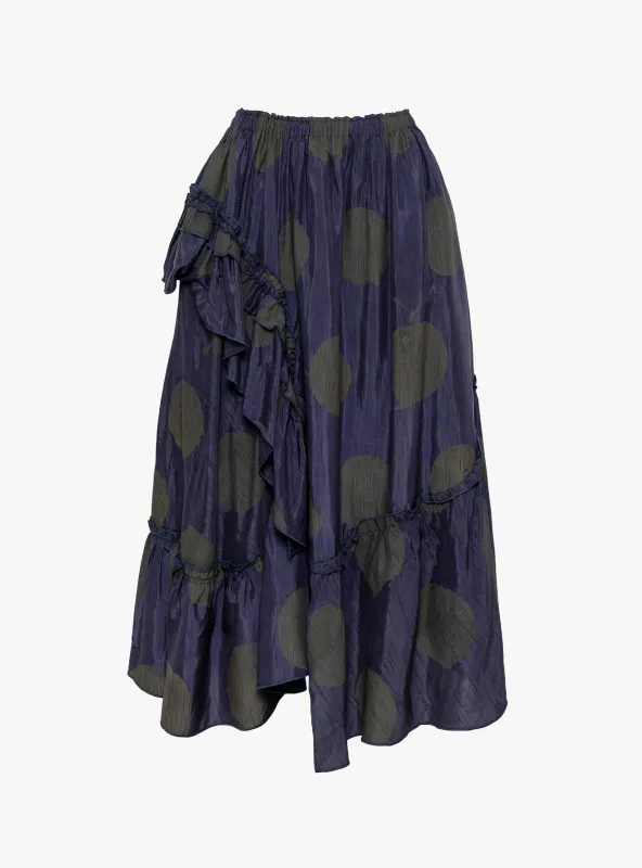 Draped Skirt Black and Blue Polka Dot sold by Garbstore