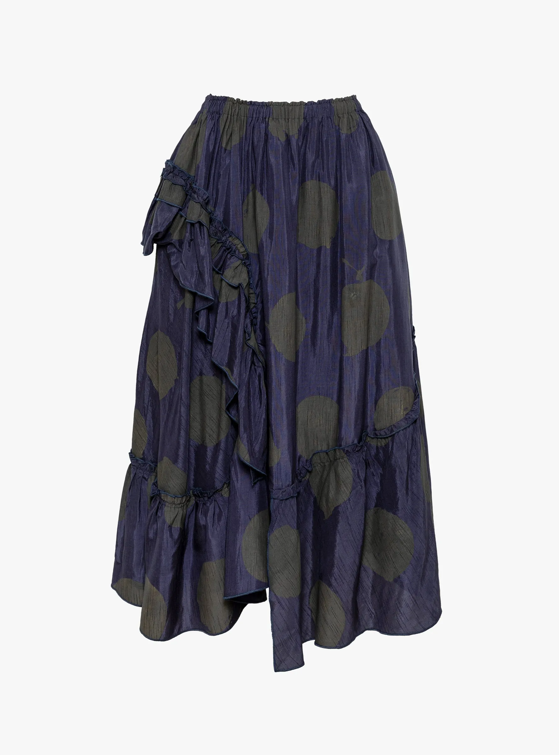 Draped Skirt Black and Blue Polka Dot sold by Garbstore