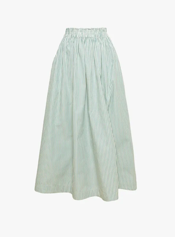 Dagny Skirt White and Aqua Stripe sold by Garbstore