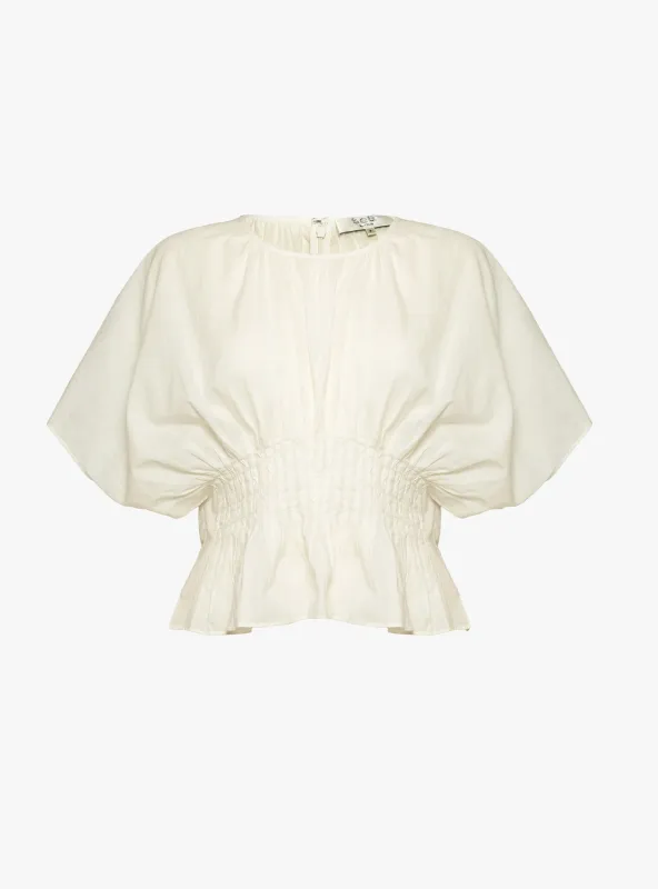 Violet Short Sleeve Top White made by Sea