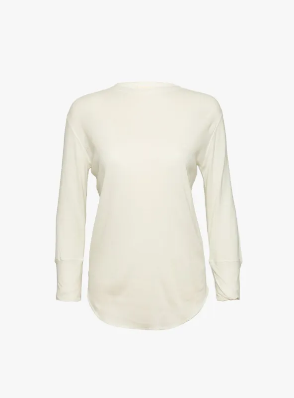 Rib Crewneck 3/4 T-Shirt Ivory made by BEAMS BOY