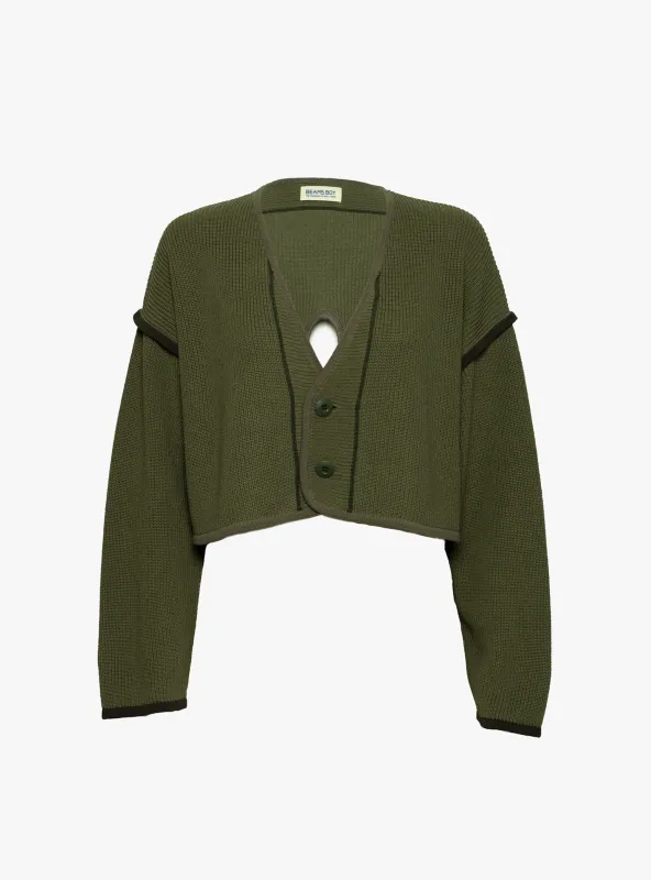 Short Military Liner Cardigan Olive made by BEAMS BOY