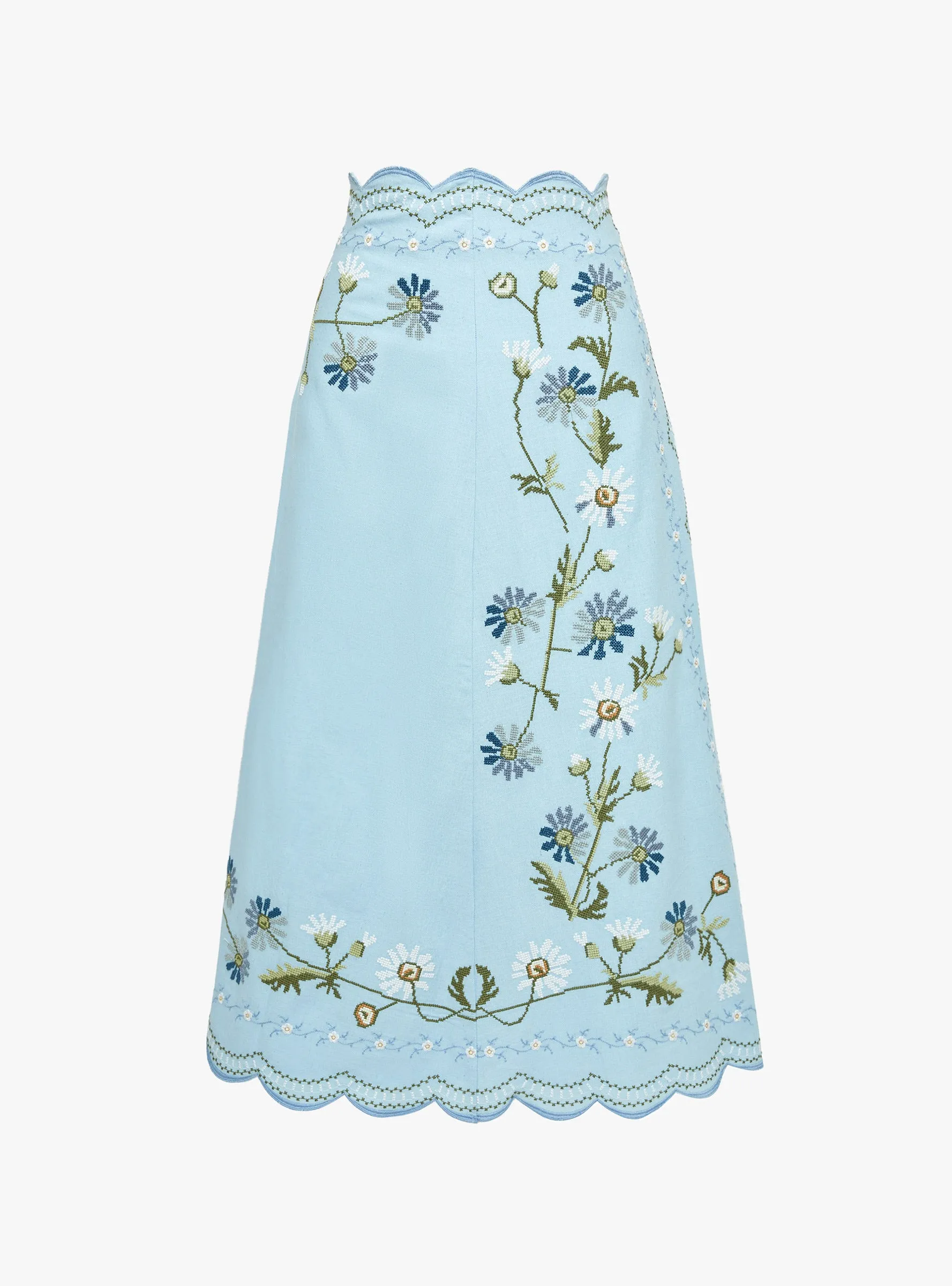 Audra Embroidery Skirt Blue sold by Garbstore