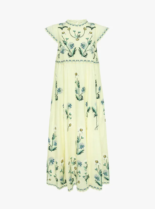 Audra Embroidery Midi Dress Butter made by Sea