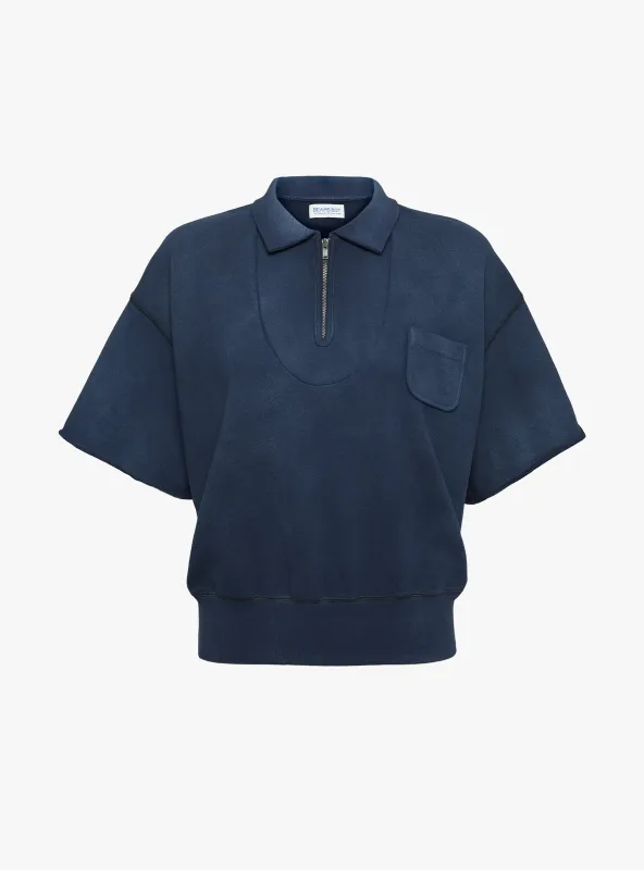 Half Zip Short Sleeve Sweater Navy made by BEAMS BOY