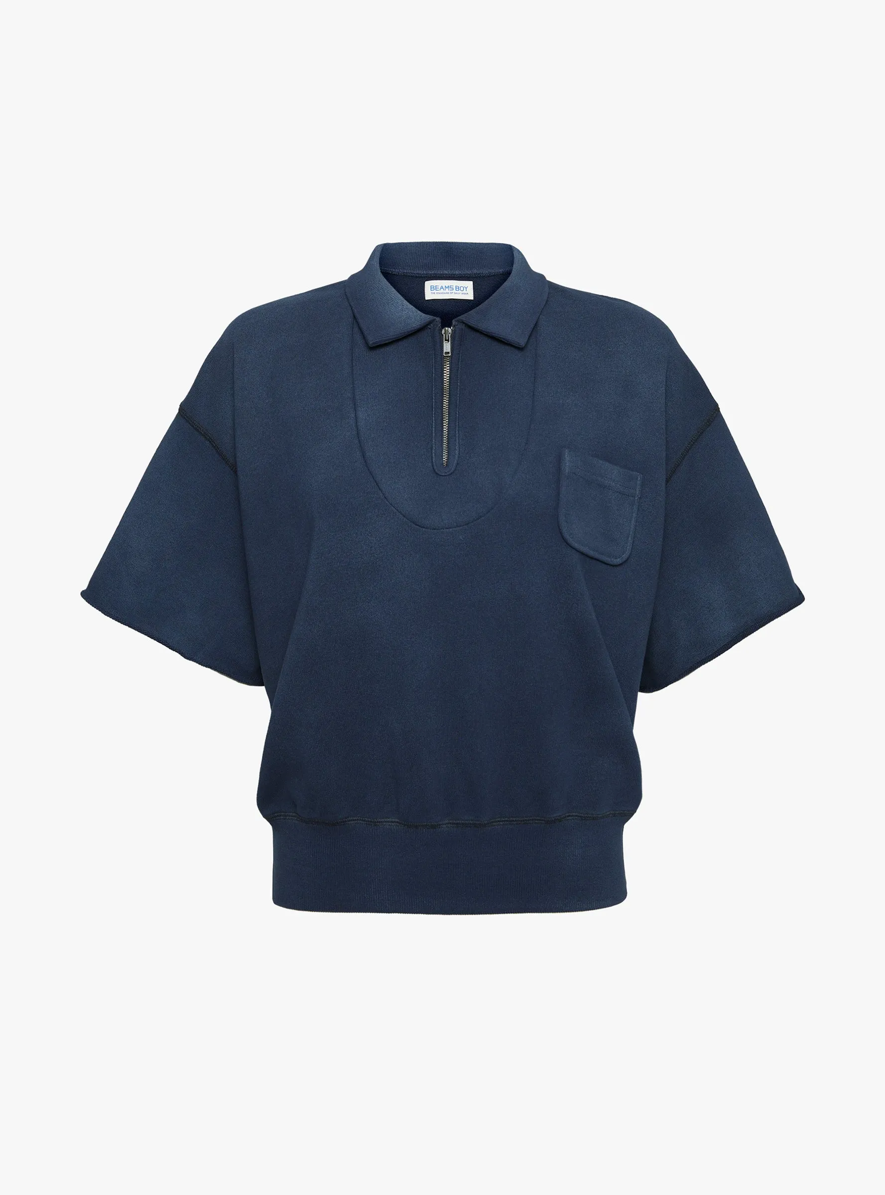 Half Zip Short Sleeve Sweater Navy sold by Garbstore