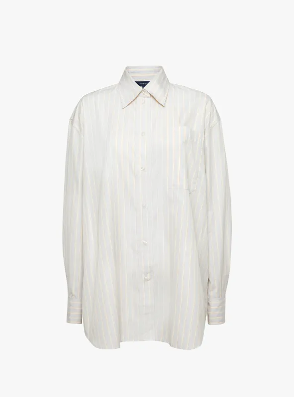 Carlotta Shirt Grey and Orange Stripe made by soeur