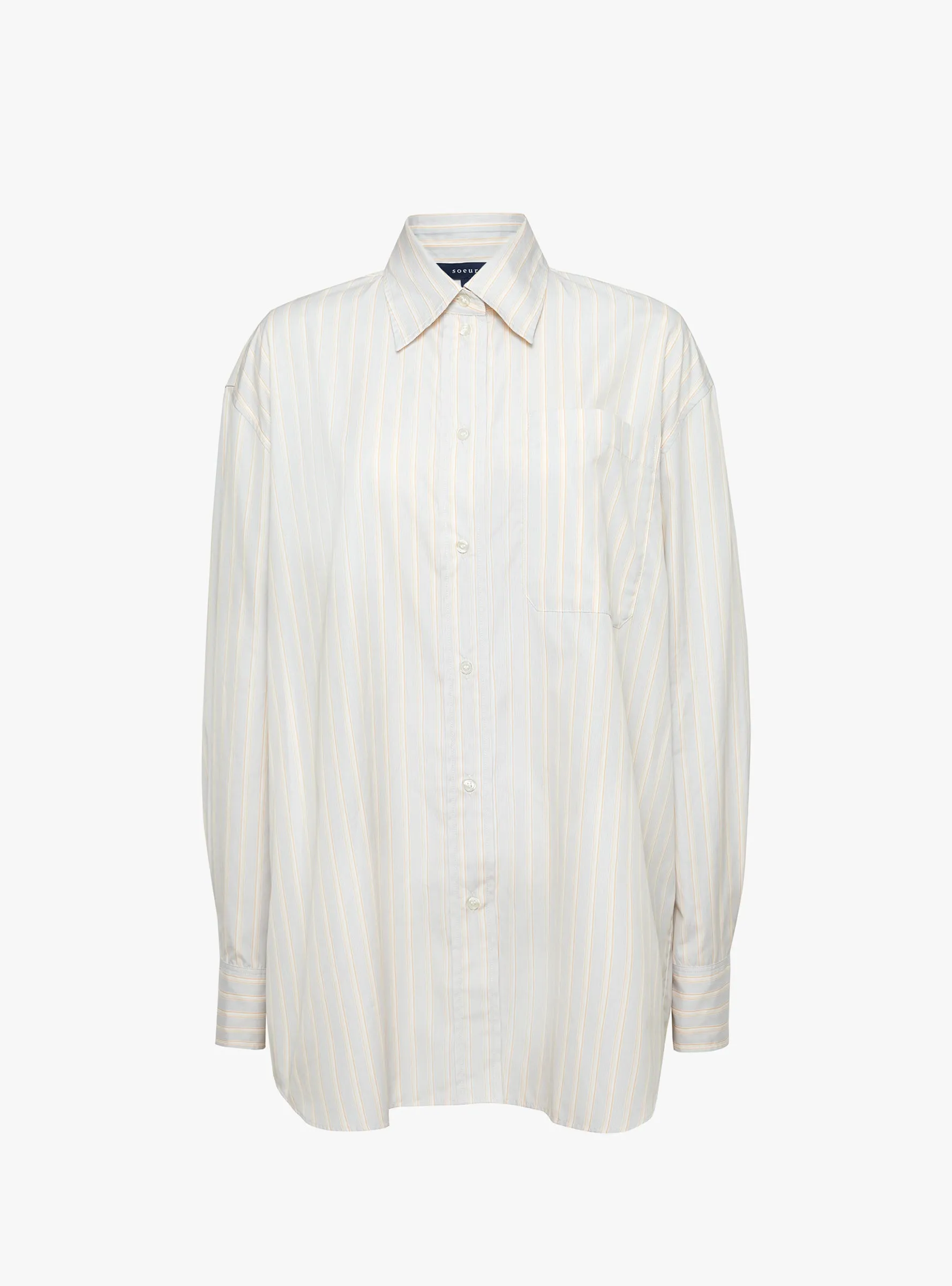Carlotta Shirt Grey and Orange Stripe sold by Garbstore
