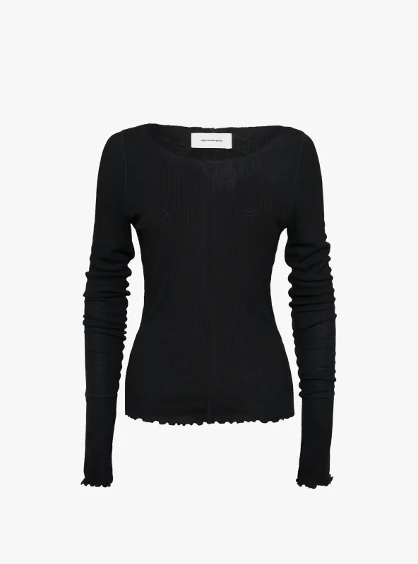 Long Sleeve Flatlock Raglan T-Shirt Black Rib made by mfpen