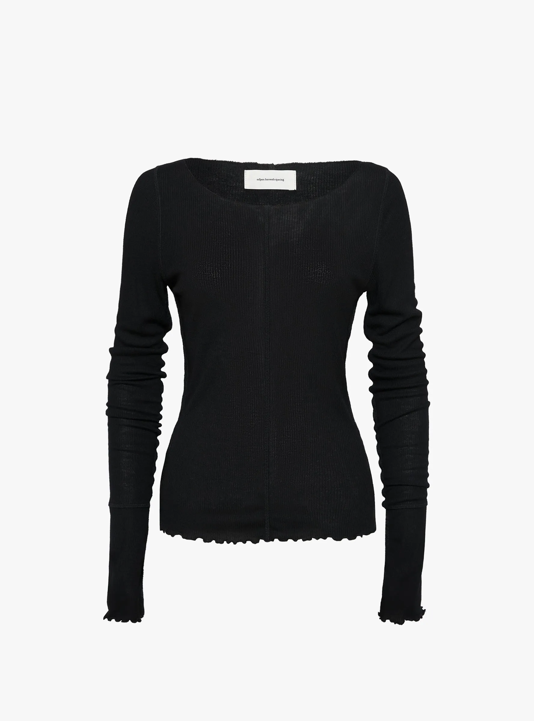 Long Sleeve Flatlock Raglan T-Shirt Black Rib sold by Garbstore