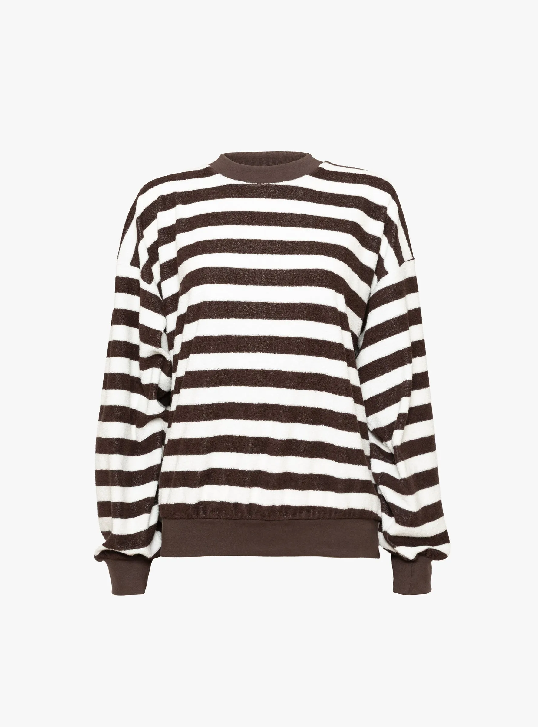 Sifnos Sweatshirt Striped Terry Truffle Ivory Stripe sold by Garbstore