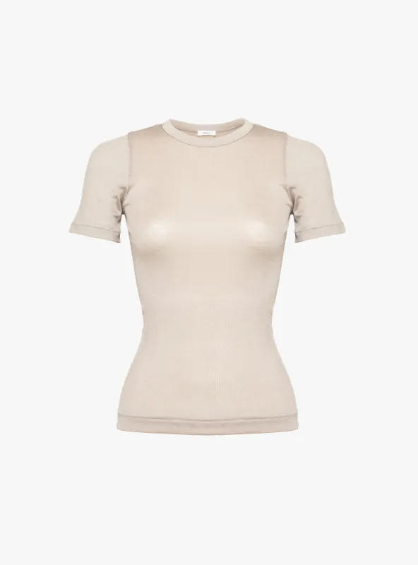 Hannah Crew Neck T-Shirt Beige made by Garbstore