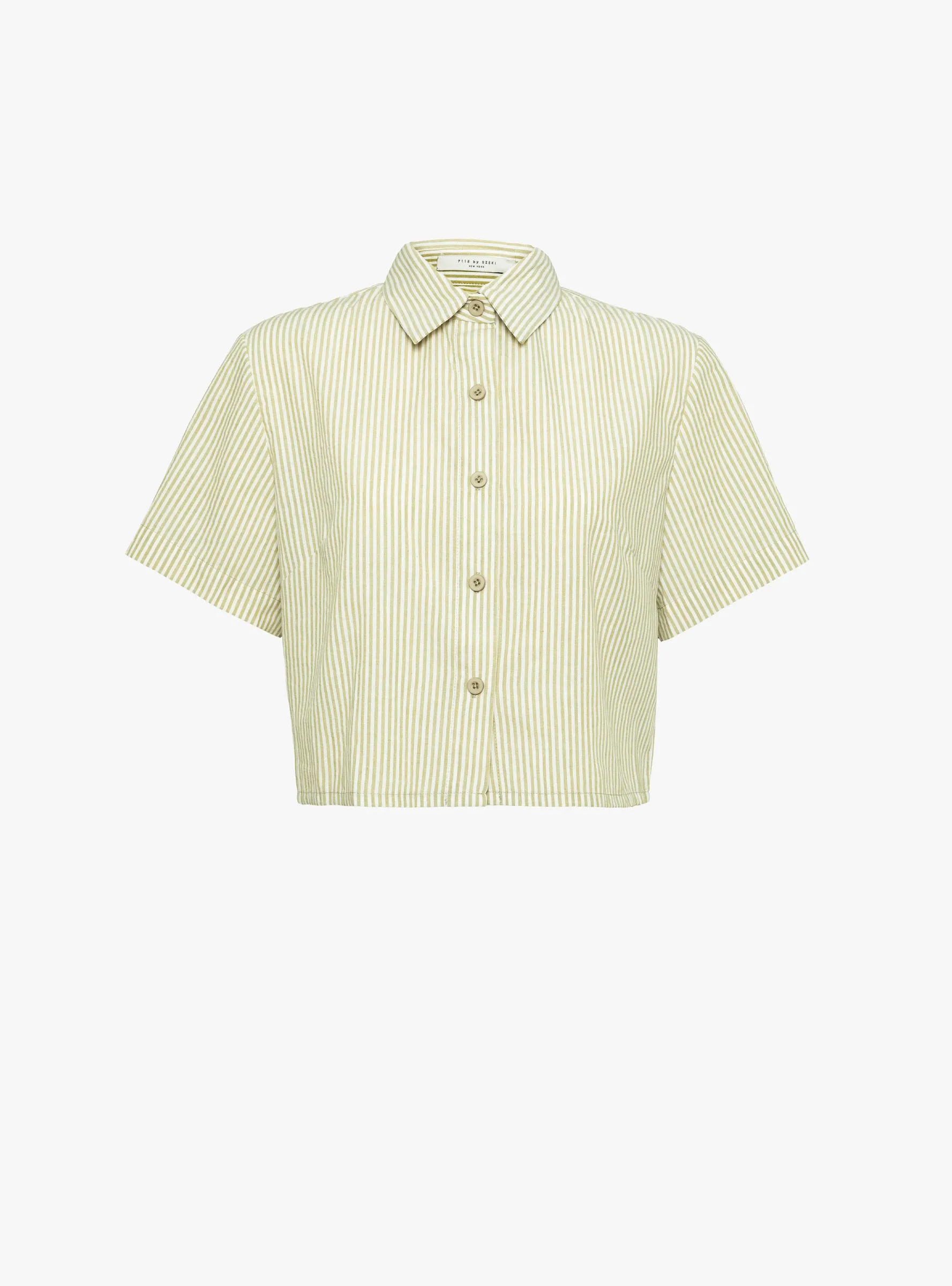 Striped Cropped Shirt Mustard sold by Garbstore