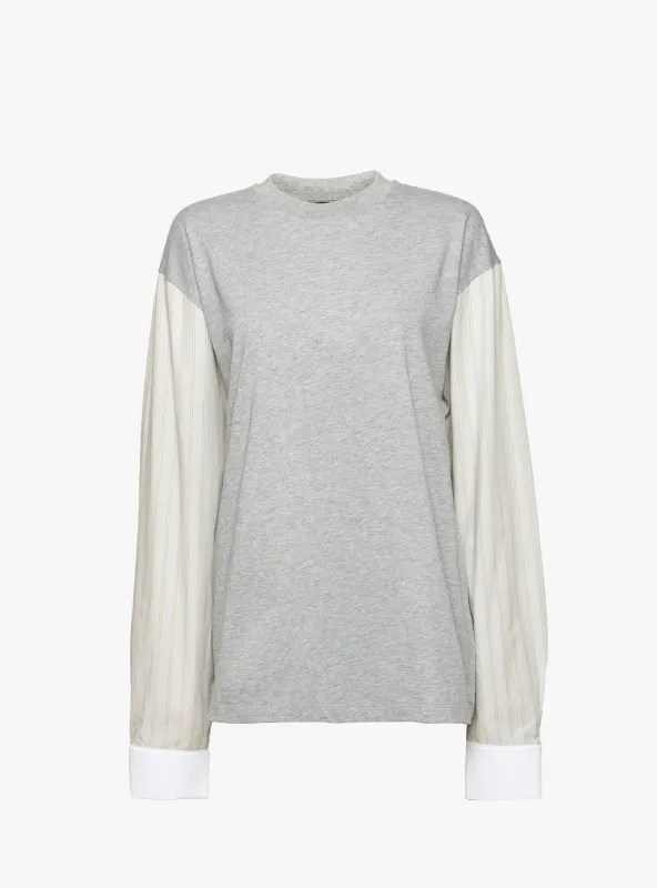 T-Shirt with Shirting Sleeves Grey Multi made by Meryll Rogge
