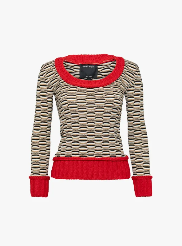 U-Neck Sweater Sand, Black and White made by Meryll Rogge