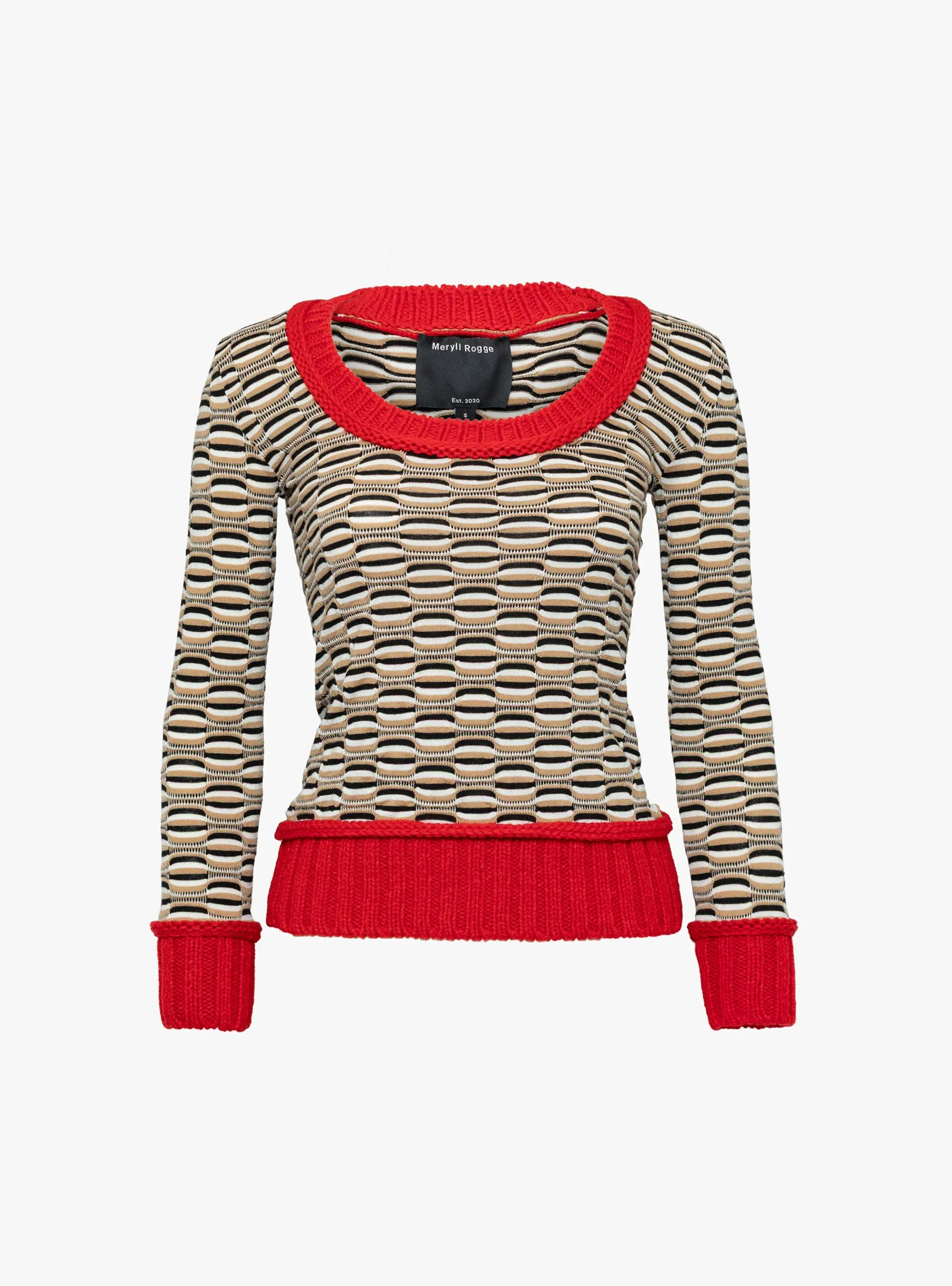 U-Neck Sweater Sand, Black and White sold by Garbstore