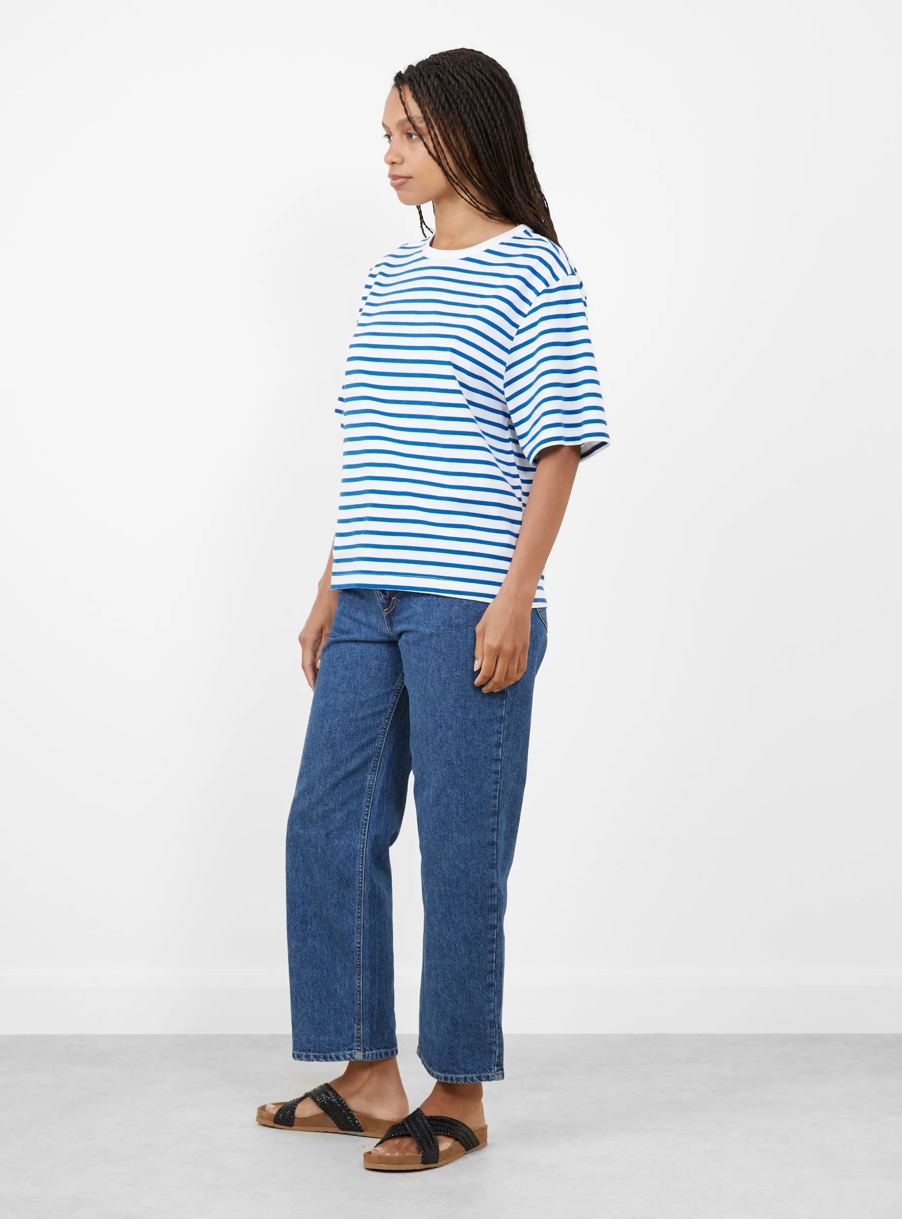 Boyfriend Tee Blue and Optic White Stripe sold by Garbstore product image thumbnail 3
