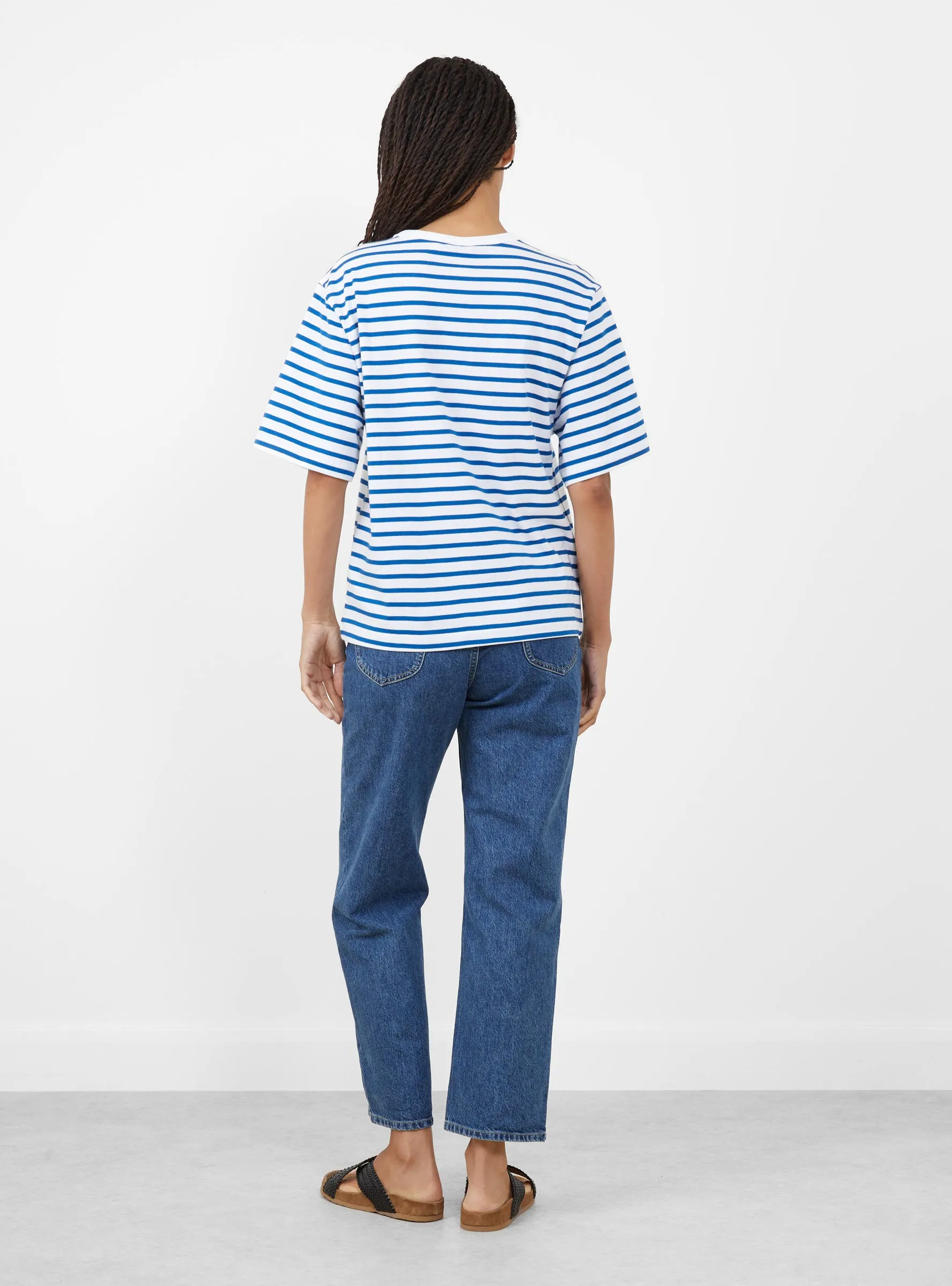 Boyfriend Tee Blue and Optic White Stripe sold by Garbstore product image thumbnail 5