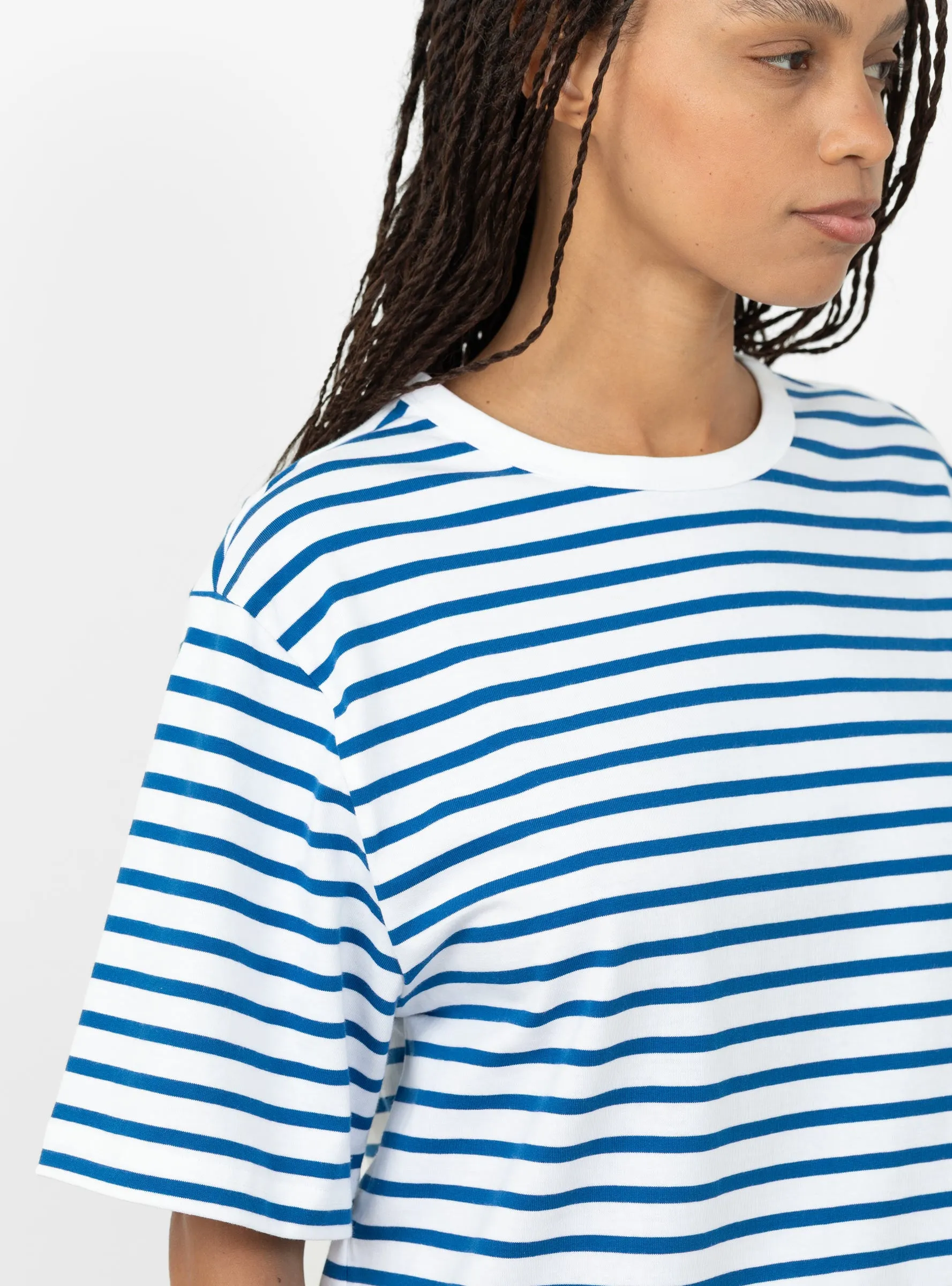 Boyfriend Tee Blue and Optic White Stripe sold by Garbstore product image thumbnail 4